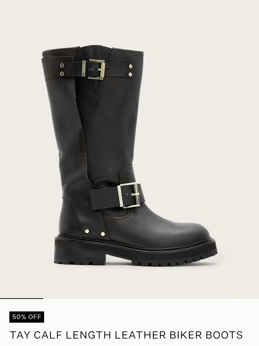 ISO!! All Saints - Tay Calf Length Leather Biker Boots